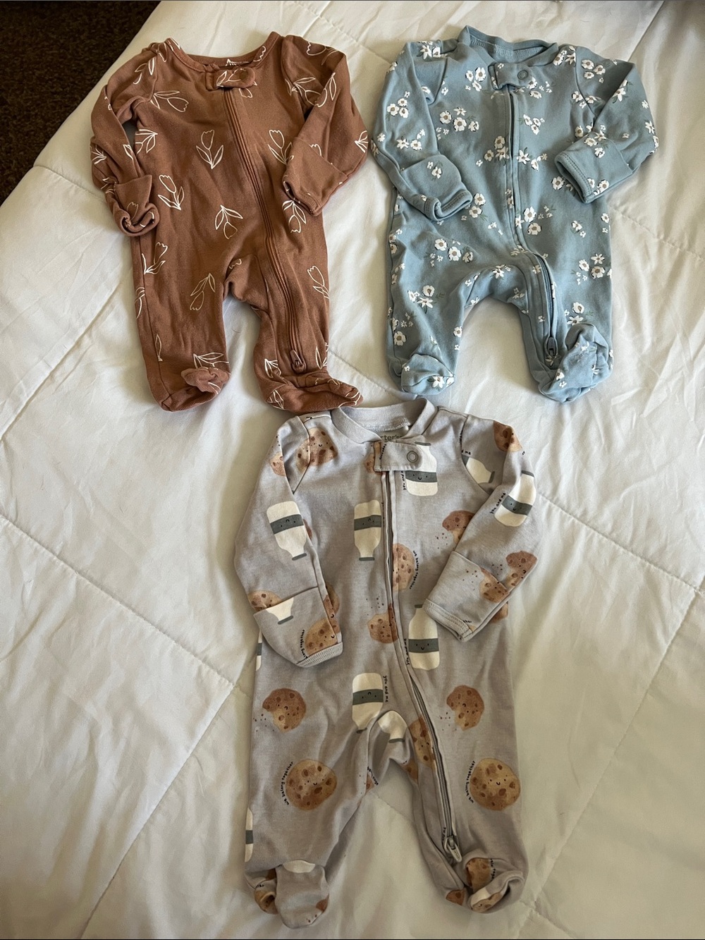 Three Carter's Baby Footie Lot - 3 One-Piece Sleepers